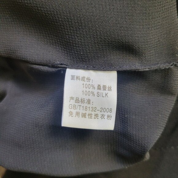 Daforlyn 100% Silk Mini Dress Size XS Black Red Floral Applique Semi Sheer Artsy - Picture 11 of 11